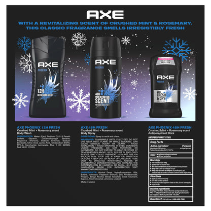 AXE Phoenix Fresh 3-Piece Gift Set for Men – Body Wash, Antiperspirant & Body Spray