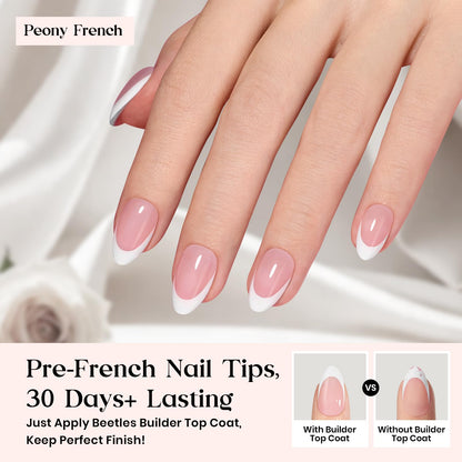 Beetles X Press Kit Gel Nail Kit – Short Almond French Tips, 224 Pcs