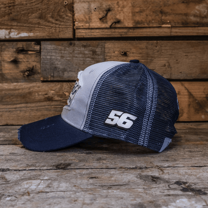 Navy Blue & White Diamond Trucker Hat