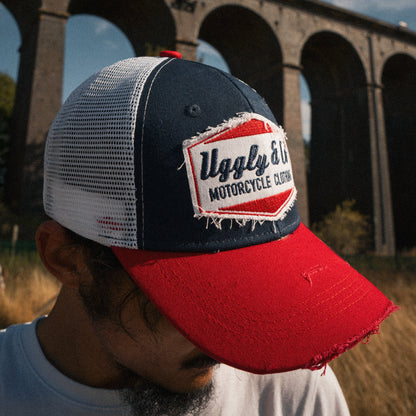 Blue & Red Diamond Trucker Hat