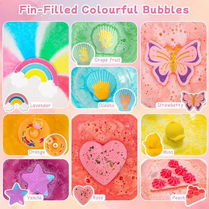 BusyMouth 9XXL Bath Bombs Gift Set – 9pc Kids Bath Bombs with Surprise Toys