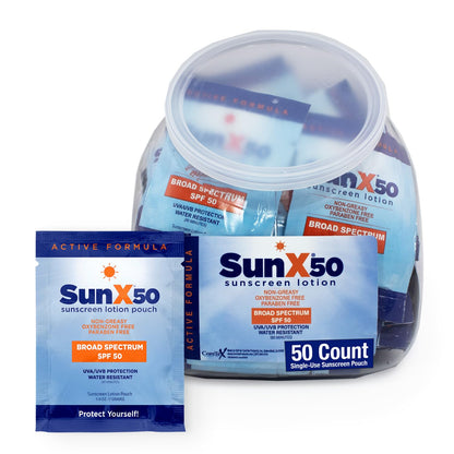 CoreTex Sun X 50 SPF Packets – Reef-Safe, Oil-Free, No White Cast, 80-Minute Water Resistance (50 Packets)