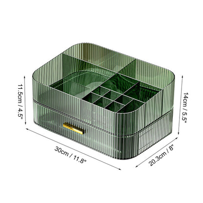 Dezzer Makeup Organizer with Stackable Drawers – Large Capacity Vanity Organizer (Green)
