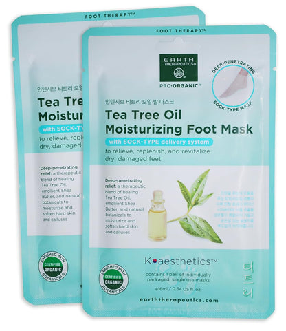 Earth Therapeutics Tea Tree Oil Moisturizing Foot Mask – 2 Pack (2 Pairs)