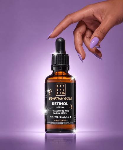 Grounded Beauty Egyptian Gold Retinol Serum with Hyaluronic Acid | 50ml Value Size | Anti Ageing, Fine Lines & Wrinkles.