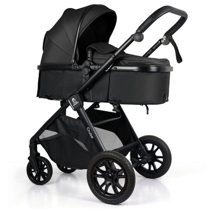 For Your Little One Cruise 3 In 1 Travel System With Car Seat And ISOFIX Base - Eclipse Black (Free Cupholder / Seat Liner Included!)