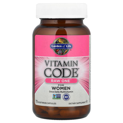 Garden of Life Vitamin Code RAW ONE for Women – Once Daily Multivitamin (75 Capsules) | Whole Food Iron, Probiotics, Gluten Free