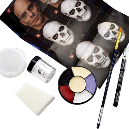 Graftobian Skull Makeup Kit - Pro Skeleton Makeup Set for Costumes, Cosplay & Halloween