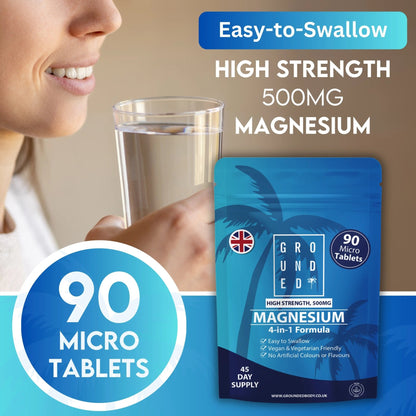 Grounded 4-in-1 Magnesium 500mg Tablets – Comprehensive Support for Mind & Body