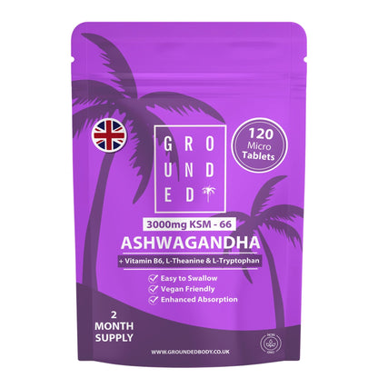 Grounded Ashwagandha High Strength 3000mg Tablets – 4-in-1 Stress & Mood Support