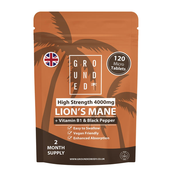 Grounded Lion’s Mane 4000mg Tablets – Natural Brain & Focus Support