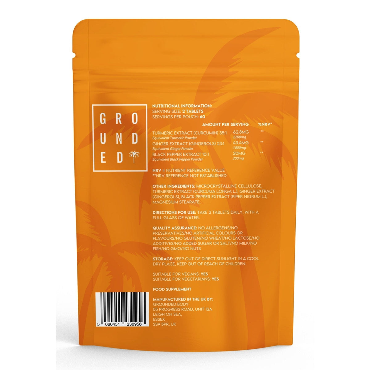Grounded Turmeric, Black Pepper & Ginger Tablets – 2200mg of Natural Anti-Inflammatory Support