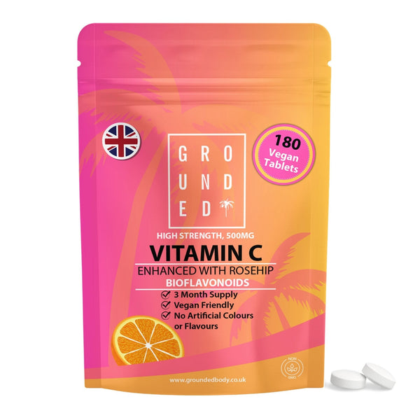 Grounded Vitamin C 500mg with Rosehip & Bioflavonoids – Daily Immune & Skin Support