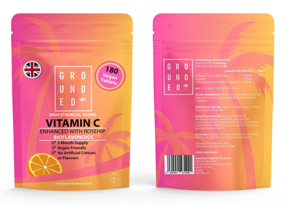 Grounded Vitamin C 500mg with Rosehip & Bioflavonoids – Daily Immune & Skin Support
