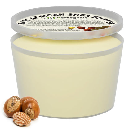 HERBOGANIC Pure Raw African Shea Butter - 32 oz, Ivory Color, Unrefined & Non-GMO