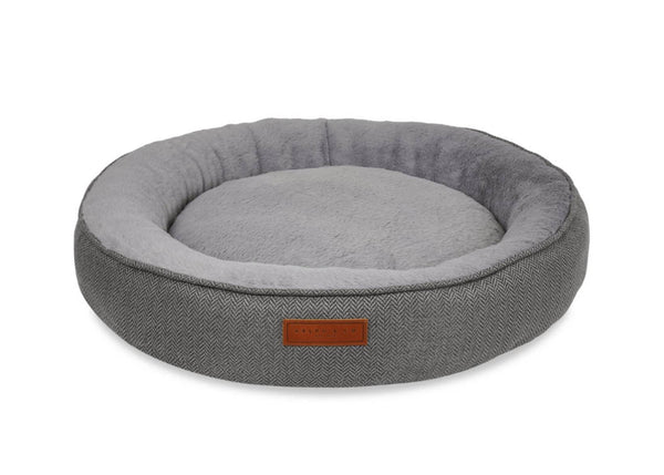 THE BALMORAL | LUXURY HERRINGBONE CALMING DONUT DOG BED