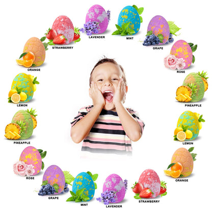 HOTLAKE Dinosaur Bath Bombs Gift Set – 16 Organic Kids Bath Bombs with Toys Inside