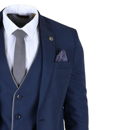 IM49 - Men's 3 Piece Blue Tailored Fit Suit