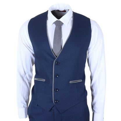 IM49 - Men's 3 Piece Blue Tailored Fit Suit