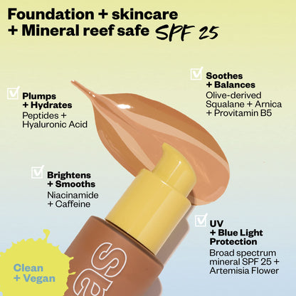 Kosas Revealer Foundation with SPF 25 – Hydrate, Brighten, Soothe, Plump, Protect | Clean Natural Finish (Light+ Cool 180)
