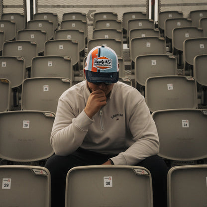 Retro Blue & Orange Diamond Trucker Hat