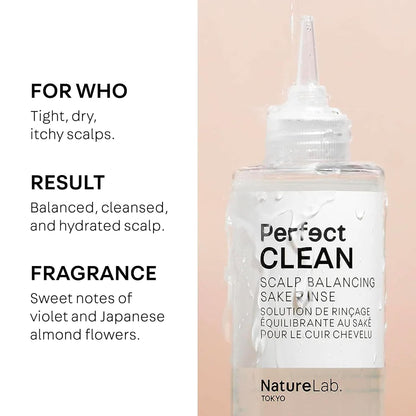 NatureLab.TOKYO Perfect Clean 2-in-1 Scalp Scrub & Balancing Sake Rinse – Clarifying Hair Treatment Duo
