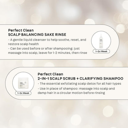 NatureLab.TOKYO Perfect Clean 2-in-1 Scalp Scrub & Balancing Sake Rinse – Clarifying Hair Treatment Duo