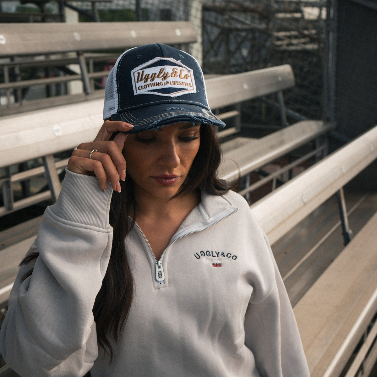 Night Blue & Gold Diamond Trucker Hat