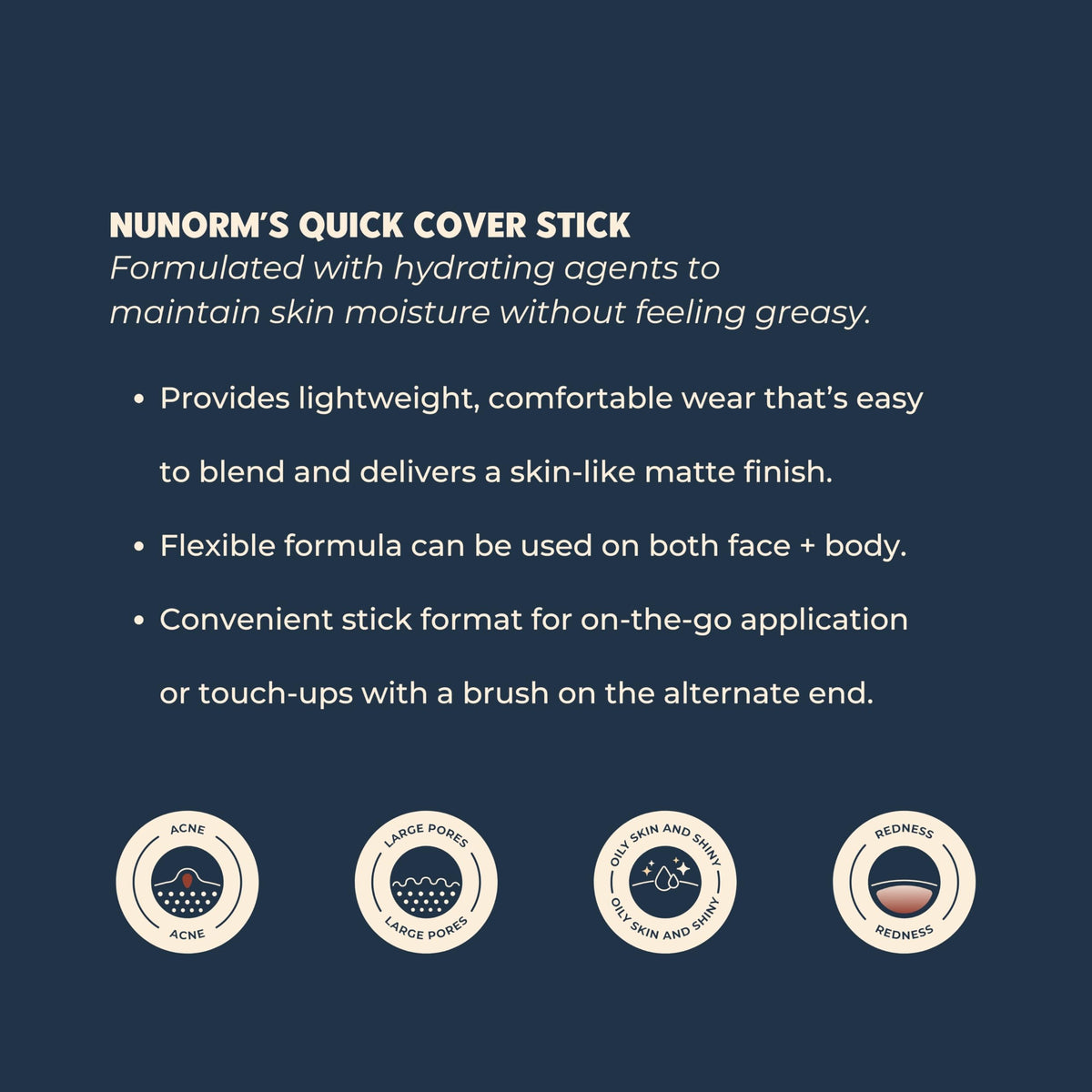 NuNorm Quick Cover Foundation & Concealer Stick for Men – Buildable Coverage in 14-Beige