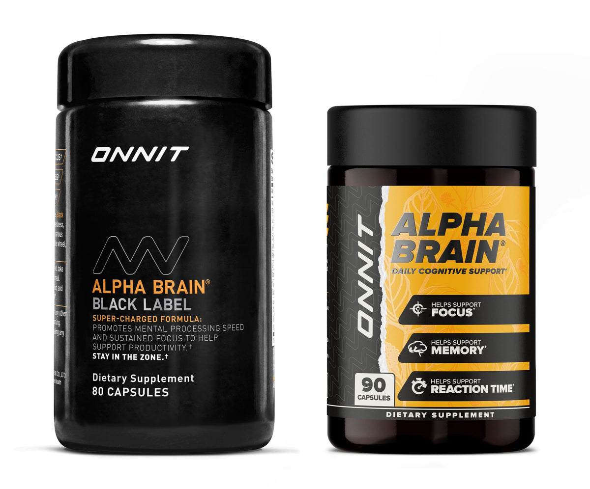 ONNIT Premium Alpha Brain Bundle – 90 Count + Black Label 80 Count Nootropic Brain Supplement