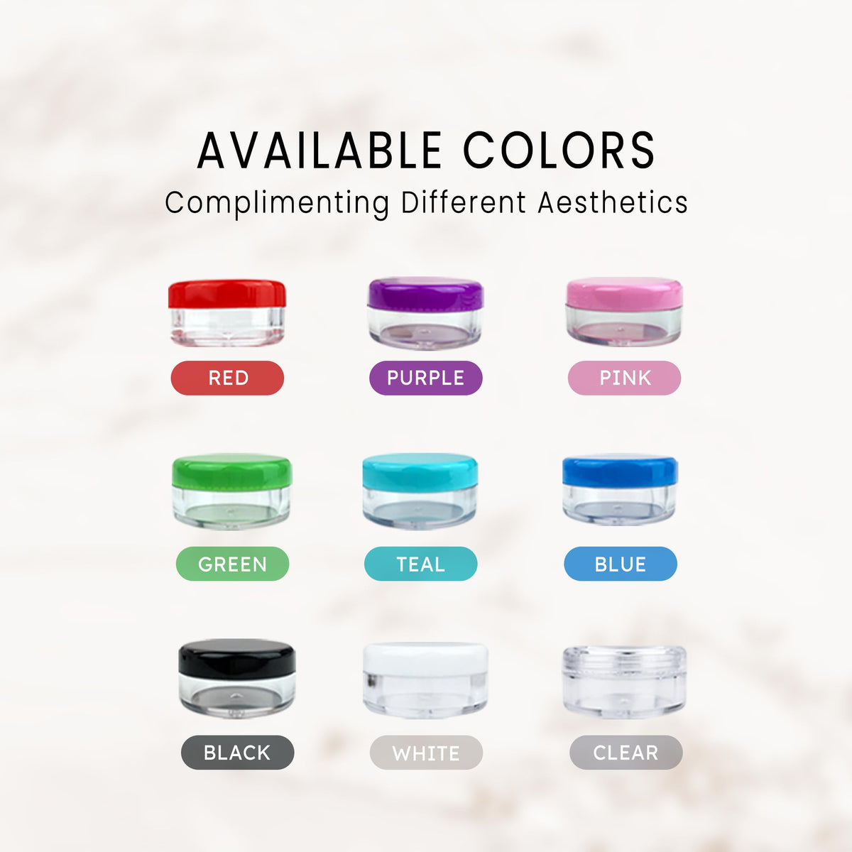 PANA Beauticom 5G/5ML Round Jars – Clear with White Lids, 200-Pack