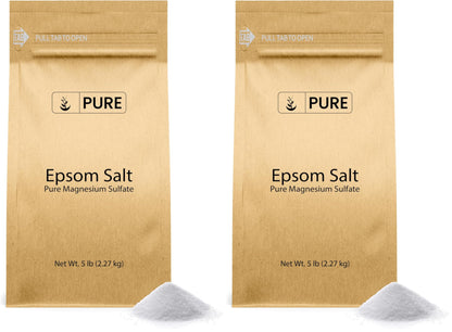 Pure Original Ingredients Epsom Salt – Food Grade Magnesium Sulfate, Soaking Solution (5 lb) Pack of 2