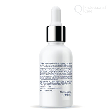 Q|Professional Care Serum for Face – Hyaluronic Acid, Vitamin C & Peptides | Alcohol-Free, Fragrance-Free