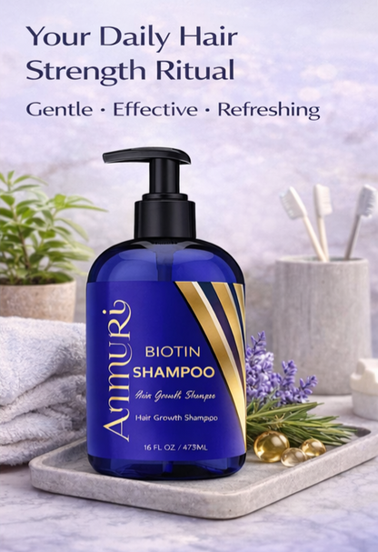Biotin Shampoo for Hair Thinning & Thicker-Looking Hair (473ml) | Ammuri Beauty