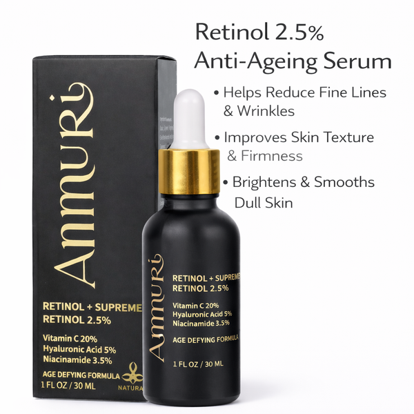 Retinol Supreme 2.5% Serum with Hyaluronic Acid & Niacinamide | Ammuri