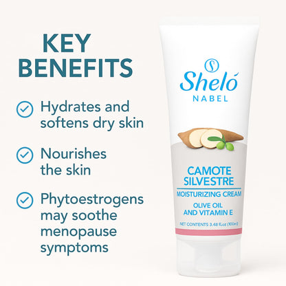 Sheló NABEL Camote Silvestre Moisturizing Cream – Olive Oil, Vitamin E & Wild Yam Extract | 3.38 fl oz