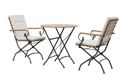 Sicily 2 Seater Teak and Wrought Iron Round 70cm Garden Dining Set