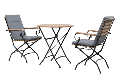 Sicily 2 Seater Teak and Wrought Iron Round 70cm Garden Dining Set