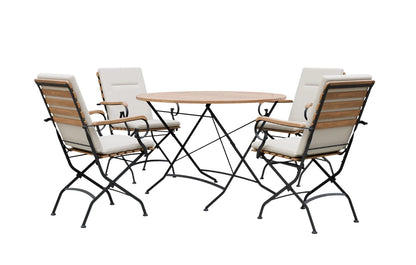 Sicily 4 Seater Teak and Wrought Iron Round 110cm Garden Dining Set
