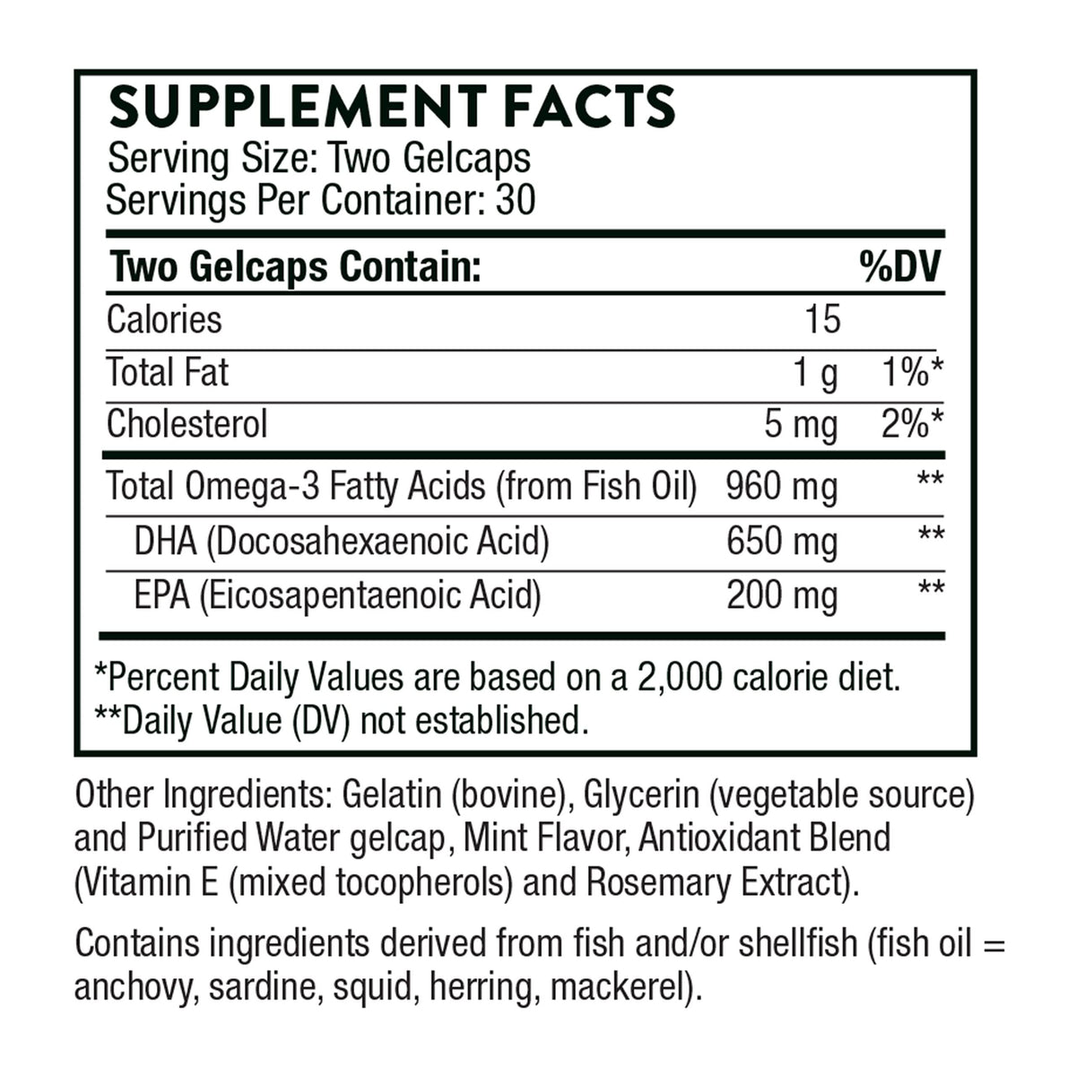 THORNE Prenatal DHA – 650 mg DHA + 200 mg EPA – Supports Baby’s Brain & Nervous System (Pregnancy to Nursing) – 30 Servings
