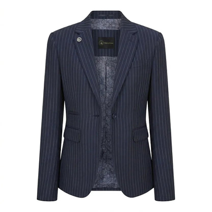 TPW-37 - Women's 3 Piece Navy Blue Pinstripe Suit