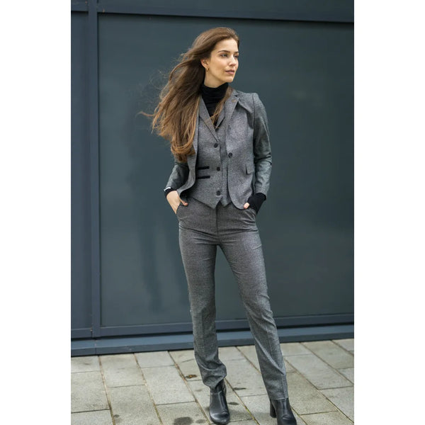 TPW51 - Women's Grey 3 Piece Prince Of Wales Check Suit