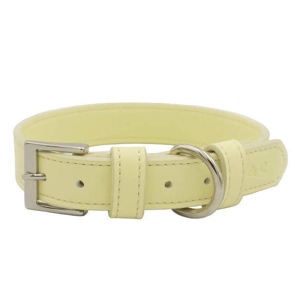 Yellow Leather Dog Collar
