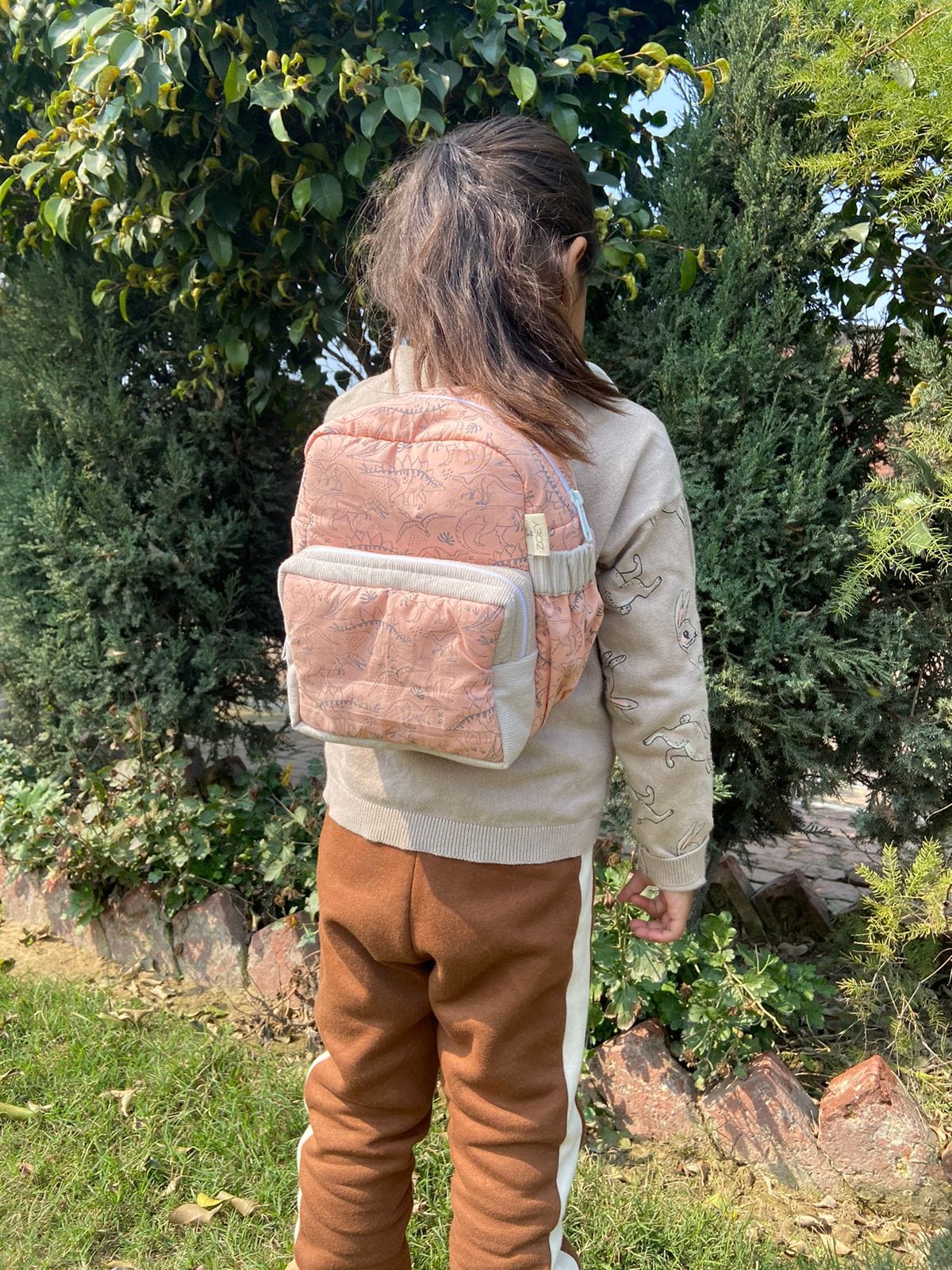 Dinosaur Park Kids Backpack, Hand-Embroidered