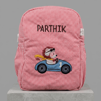 Handcrafted Little Racer Lion Kids Backpack