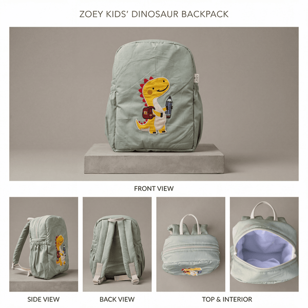 Handcrafted Study Buddy Dino Kids Backpack