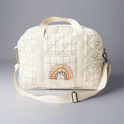 Hand Embroidered Rainbow Nappy Bag