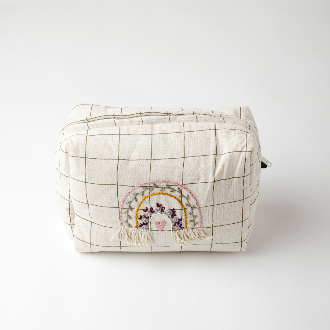 Hand Embroidered Rainbow Nappy Bag