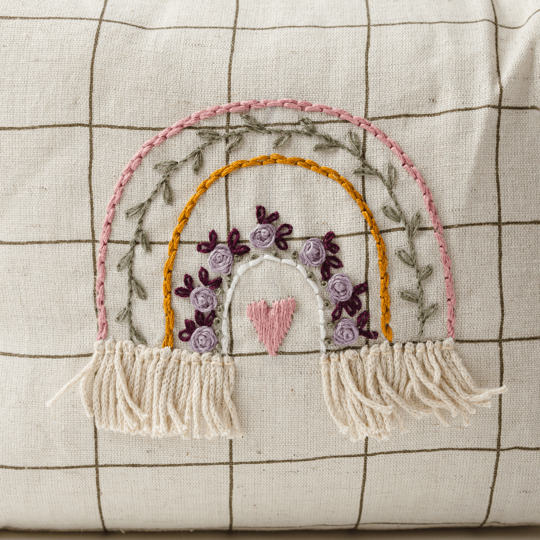 Hand Embroidered Rainbow Nappy Bag